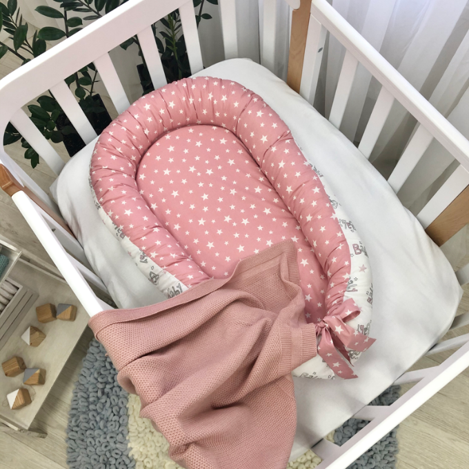 Protectie somn-Baby nest patut bebe Baby stars roz